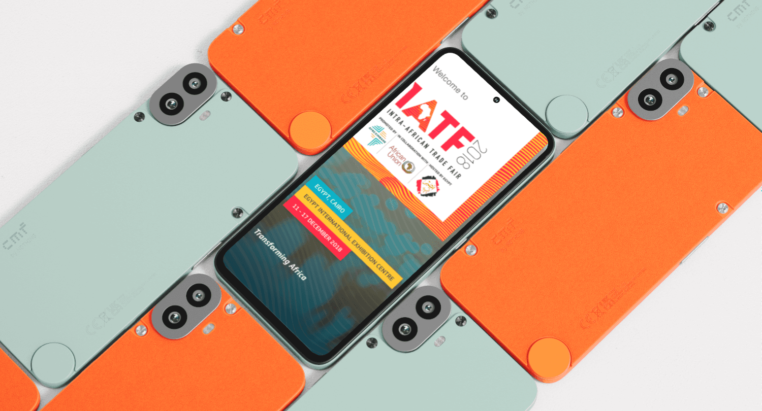 IATF2018 mobile welcome experience displayed across a collection of smartphones